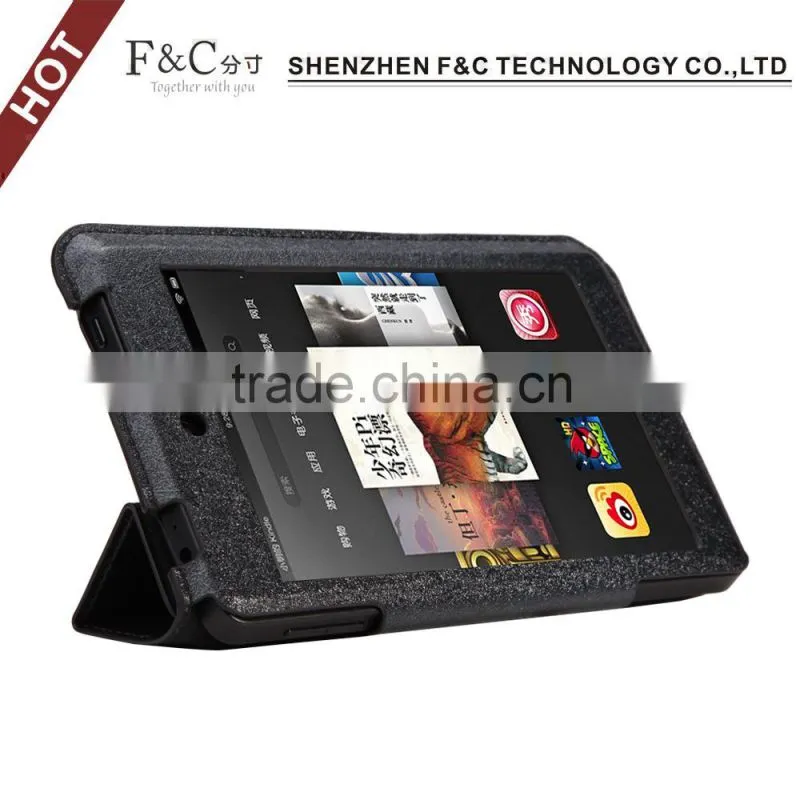 Ultra-thin three folding PU Leather case for Amazon Kindle Fire HD 6 cover