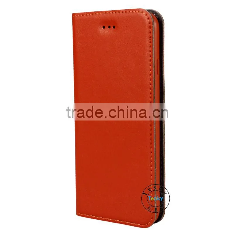 new 2014 luxury genuine leather case with suckers for iphone 6