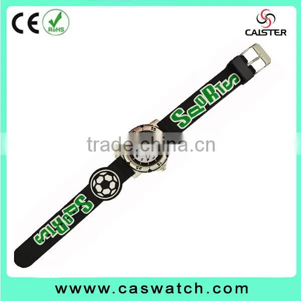 2015 top sale popular silicone football children watch customized cartoon sport kids watch