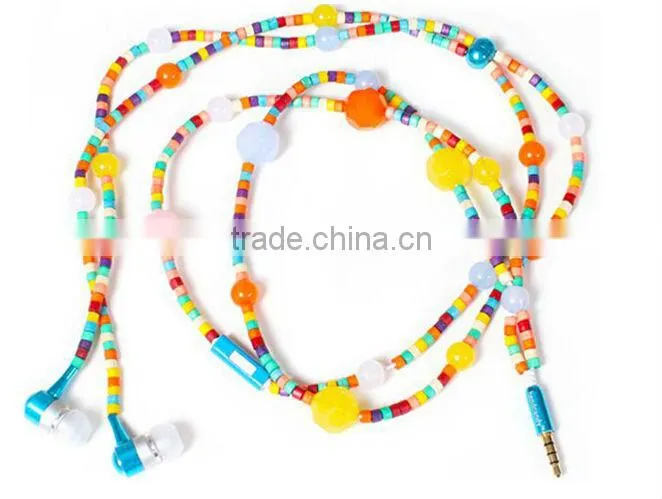 Fashion beaded stone earphone for promotion and gifts