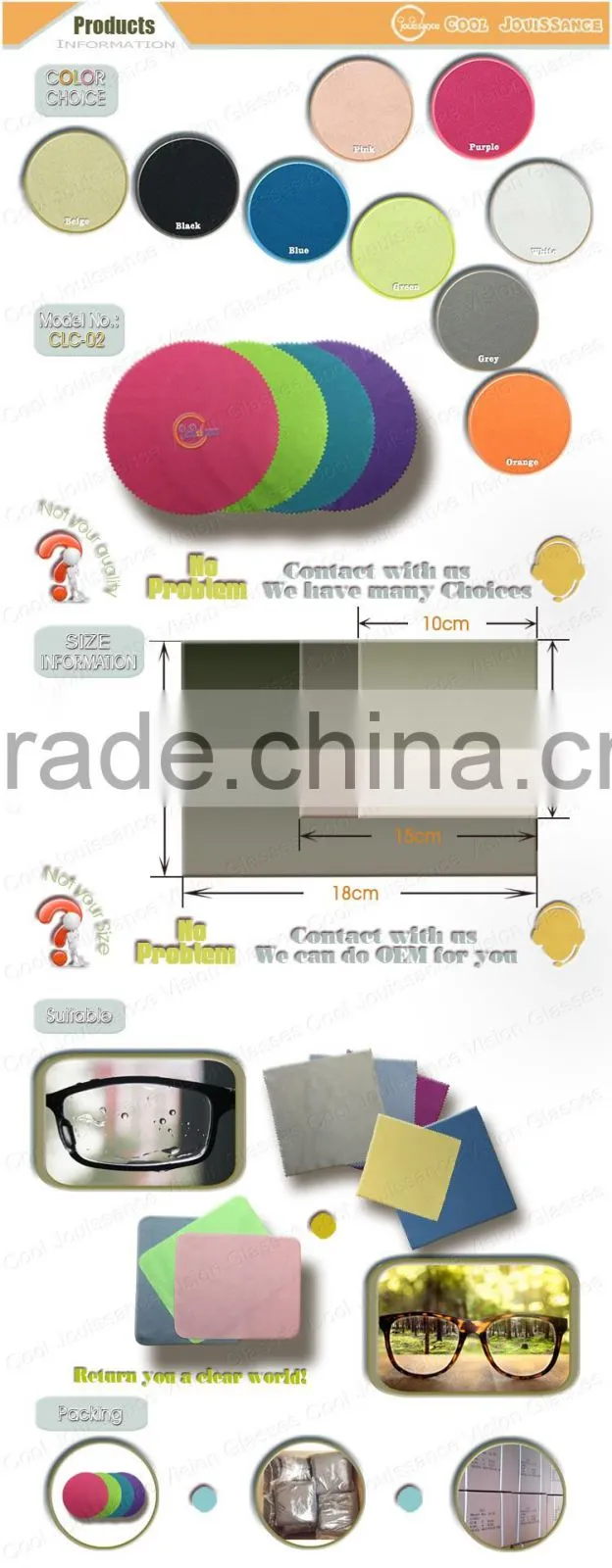 Custom print microfiber China eyeglasses lens cloth with free sample in Jiangsu market