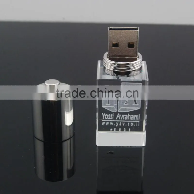 Customized Capacity Memory Disk High-end Crystal Insert 1C Laser Engraved Logo USB Flash Drive for Promotional Gifts