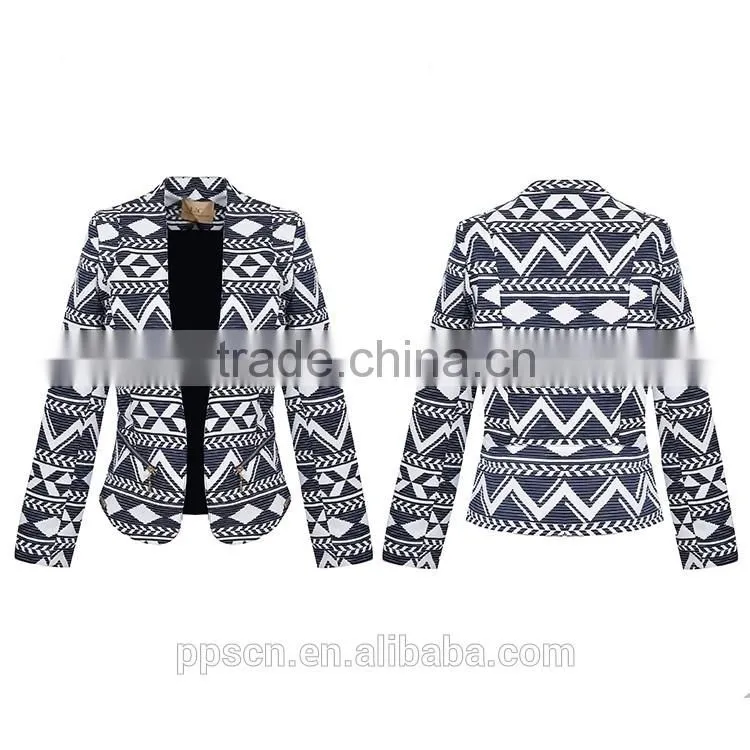 New design long sleeve warm thick woven winter jacket casual women ladies blazer