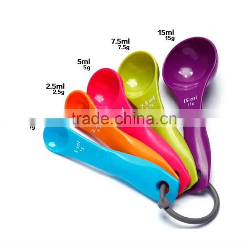5 Piece with Carved Measure Color Spoon Plastic Kitchen Baking Tools