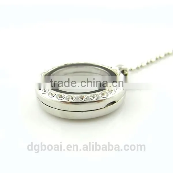 Hot selling floating CZ stone opened pendant necklace charms