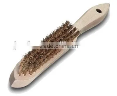 4 Row Heavy-duty brass wire brush with hardwood handle