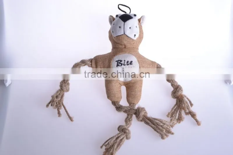 2016 Safety Linen Cotton Animal Dog Toy With Rope
