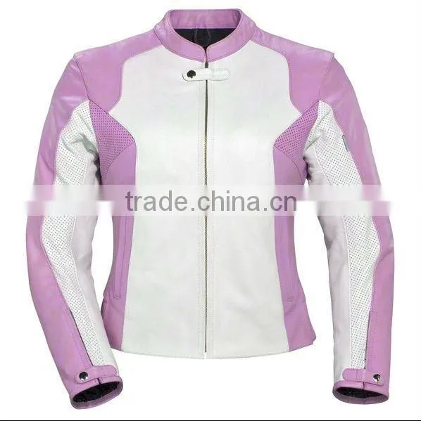 Ladies Perforated Motorbike Leather Jacket