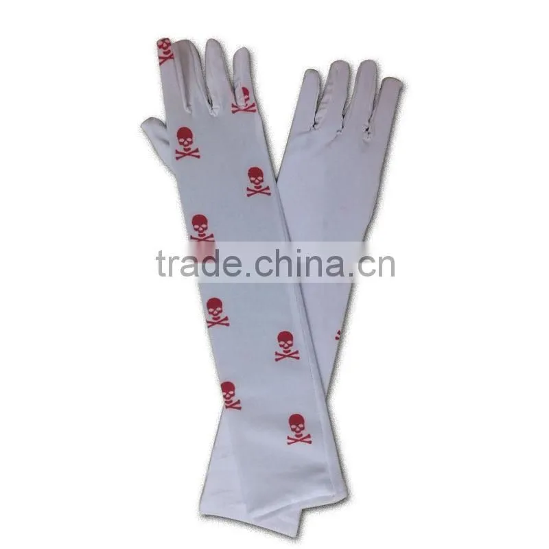 white halloween costume long arm gloves LG-027