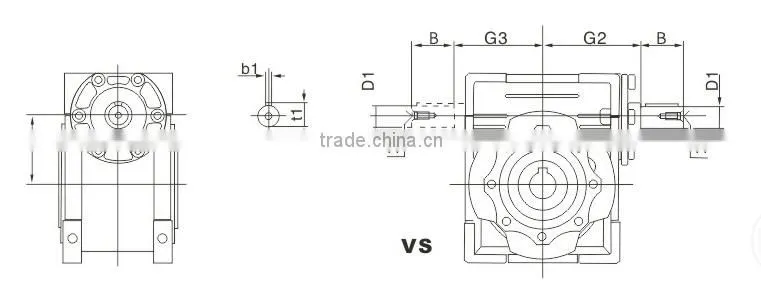 Small 90 degree shaft mounted NRV reducer
