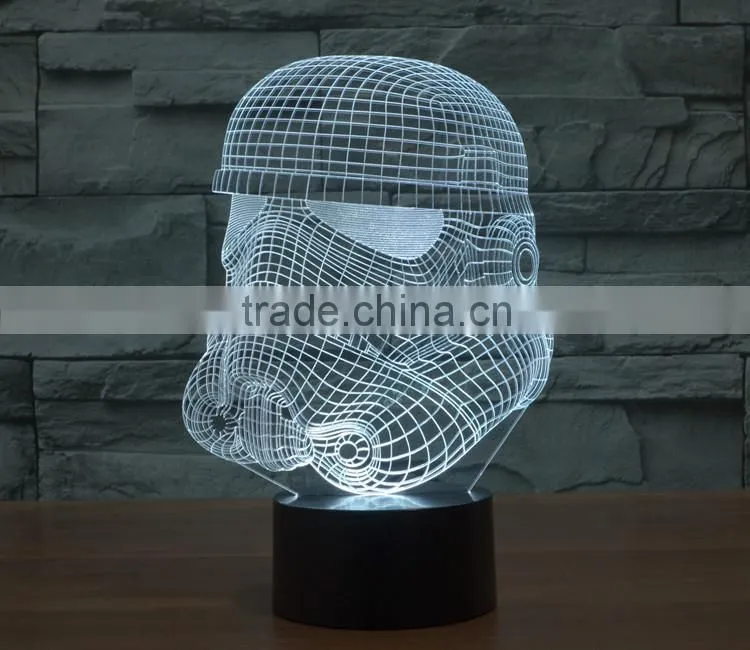 White knight shape USB + battery operated 3d acrylic illusion 7 color changing night light for children led magnetic lamp