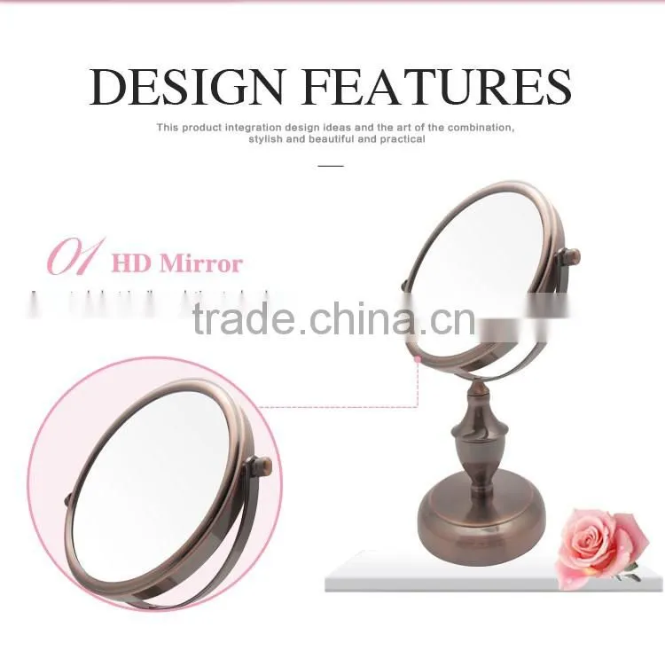 5X magnifying red bronze desktop free standing mirror