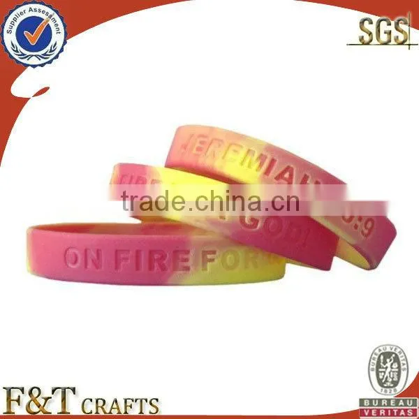 colorful round cheap custom silicon rubber band bracelet with printing logo