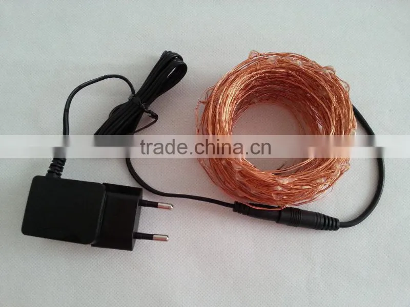 Warm white LED light Strings 100-240Vac Adapter EU Plug