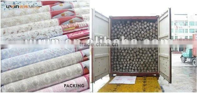 quality elegant floral printed white decorating PVC lace table cloth