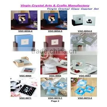 Crystal heart glass coaster with baby photo insert for birthday party decorations