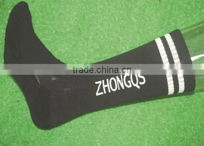 Wholesale 100% polyester stock long striped soccer socks
