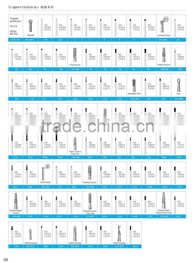 556 dentist carbide burs