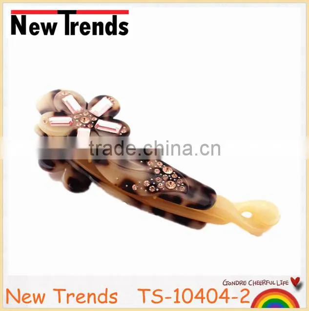 New arrival large beautiful tortoise flower hair clips with rhinestone