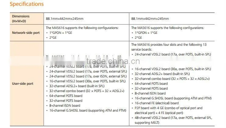 IP DSLAM Huawei MA5616 64-channel ADSL2+ Huawei ADPE H836ADPE H83D05ADPE01 03021GKF