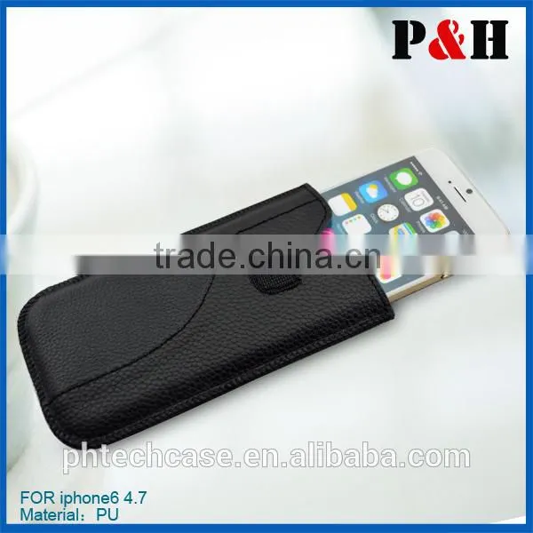 2014 Newest Pull Tab Leather Skin Pouch Pocket Leather Cover Case for iPhone 6 4.7 inch