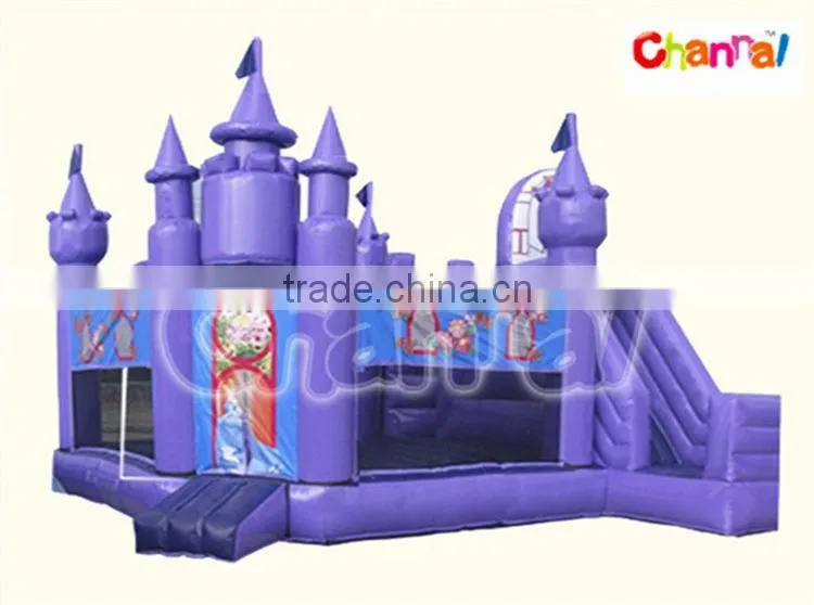 Cheap purple color bouncy castle slide prices, inflatable inflatable combo bouncers for sale