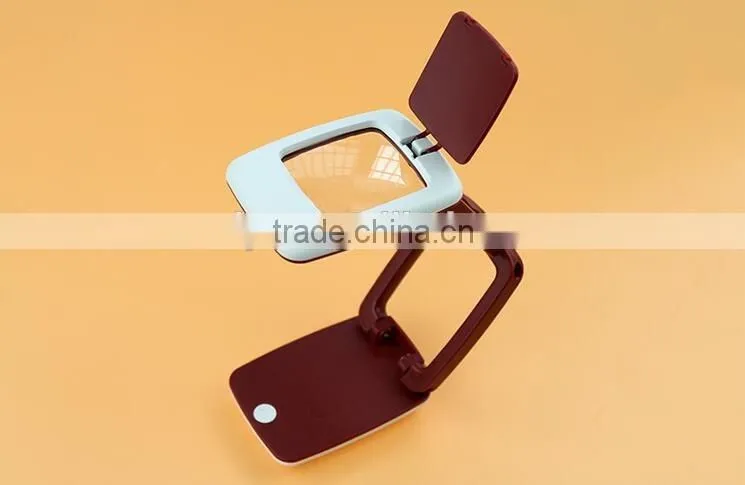 Click Me! 3X Times 9 LED lightsFolding handheld magnifier with acrylic lens