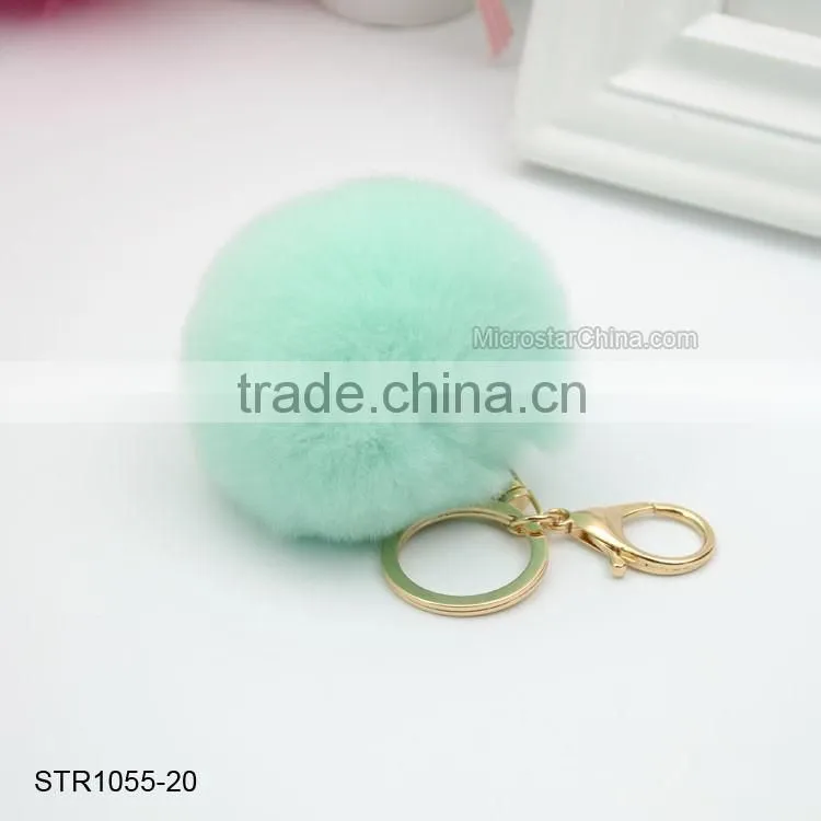 20 Colors 8cm Genuine Rex Rabbit Fur Ball Pom Pom Keychain Fur Ball Keychain