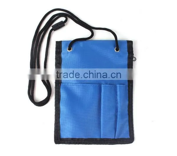 Travel polyester neck pouch passport holder