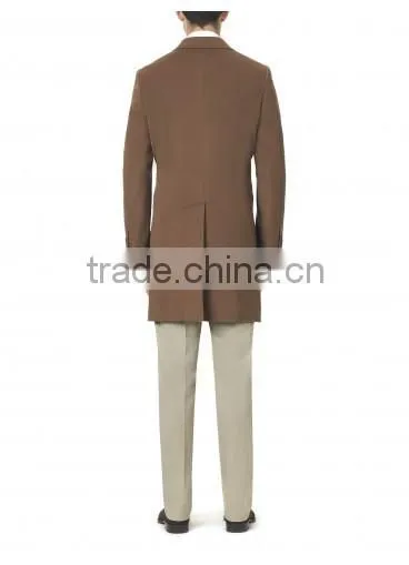 2014 new style 100% cashmere classic brown wool long overcoats for men