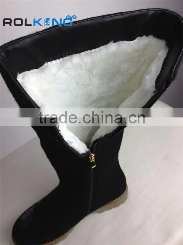 knee fashion 100% wool felt boots,woman shoes