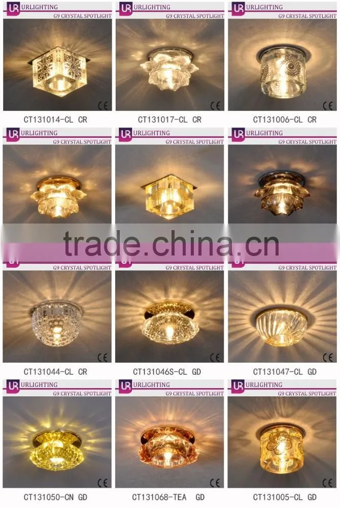 G9 Square Crystal Down light /spotlight with Gold Pattern