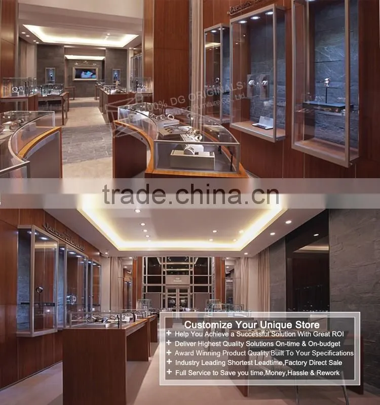 Luxury wooden led watch display cabinet