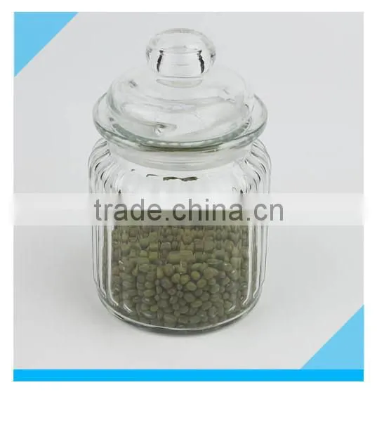 300ml Fancy Round Glass Candy Jar with Glass Lid