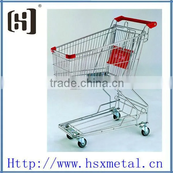 powder coat metal wire basket carts with 4 wheels /metal shopping carts HSX-S480