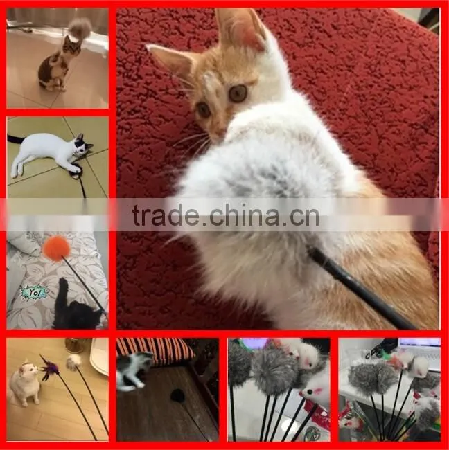 Aimigou Telescoping Cat Teaser Toy , Feather Cat Wand Cat Rod