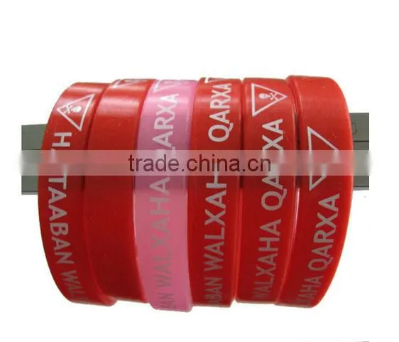 2014 fashionable and popular chain Silicon Bracelet with ribbon,silicone wristbands