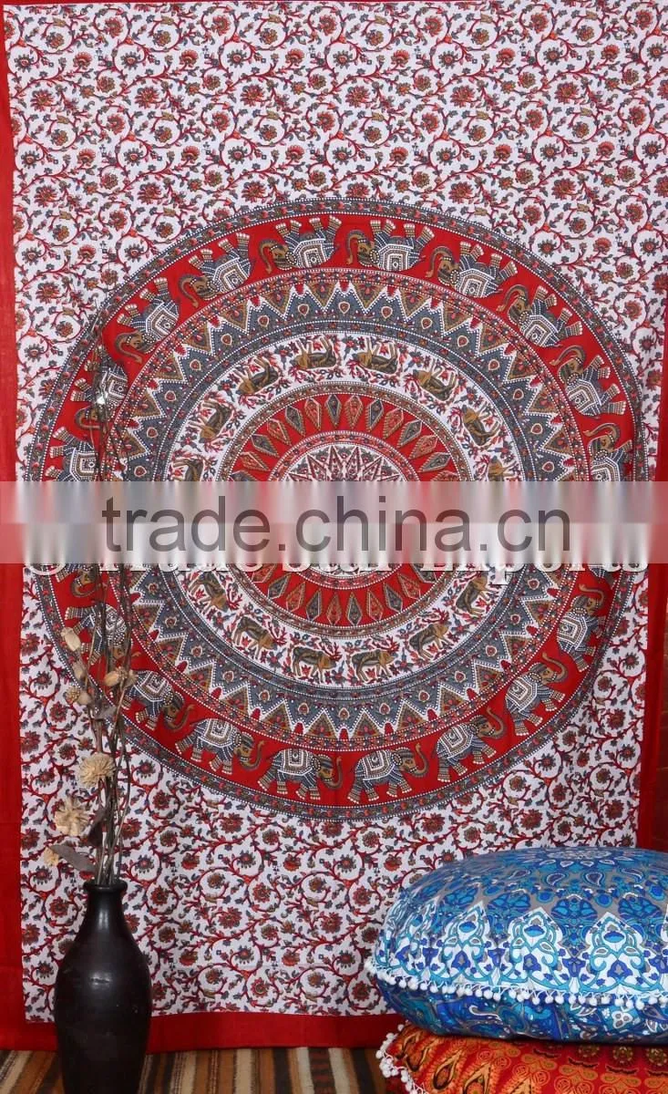 Twin Size Ombre Mandala With Elephant Wall Art Psychedelic Boho Hippie Wall Decor Tapestry