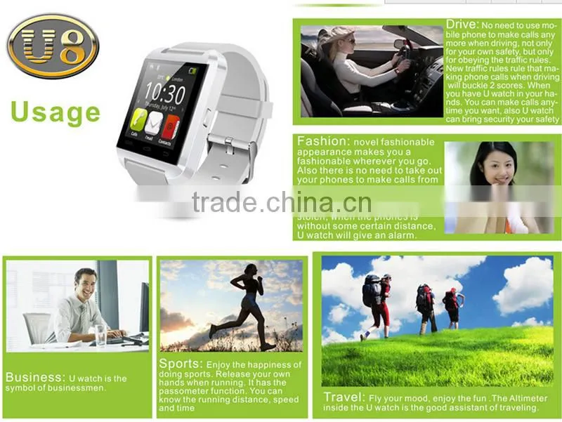 Hot sell factory price phone sync U8 smart watch