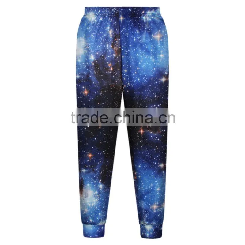 2015 new fashion Casual pants Polyester and Spandex High Quality Blue Galaxy Digital Print Pants N18-25