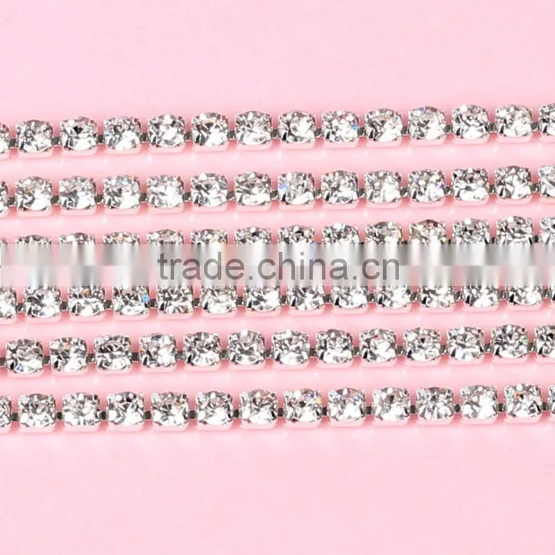 wholesale ss12 close Rhinestone silver cup chain
