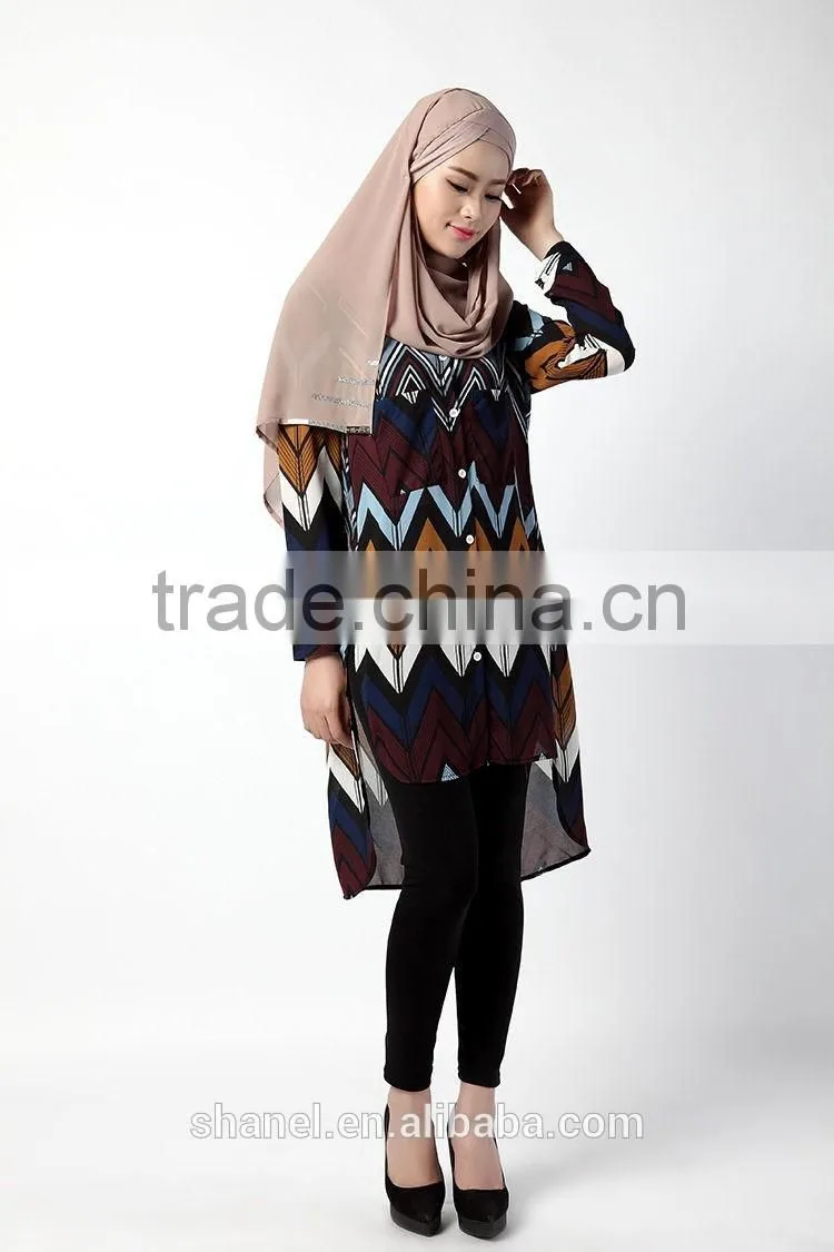 modern loose chiffon muslim blouse cardigan