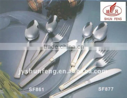 high quality stainless steel cutlery with gold plating
