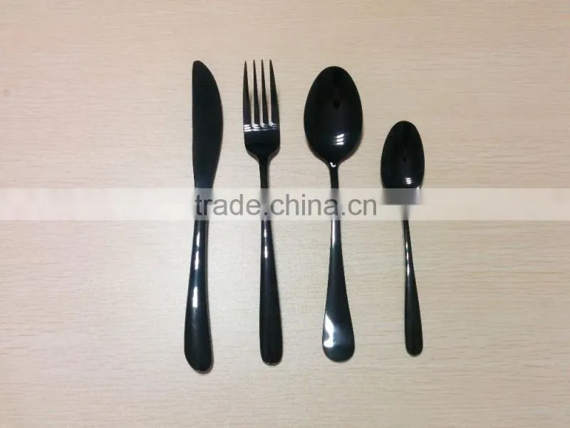 Glossy black PVD coating cutley set FDA LFGB standard North America Market