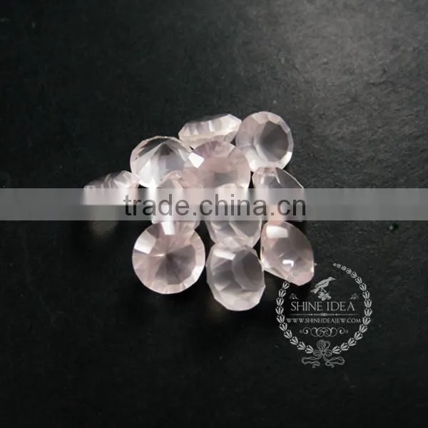 14-14.5mm round faceted cut natural pink rose quartz semi precious loose stone gemstone DIY ring earrings cabochon 4110106