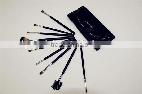 High quality 9pcs discount makeup brush kits,Black cosmetic brush set with bag free sample