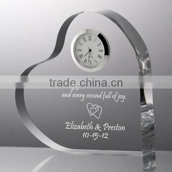 2016 top selling crystal trophy with table clock,desktop clock ,time clock