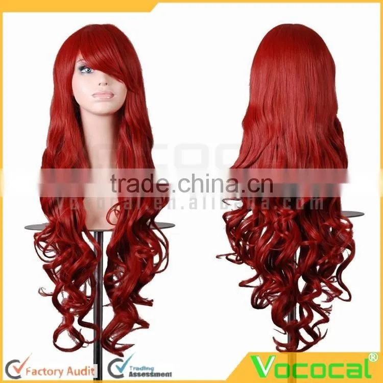 80 cm Long Fashion Synthetic Colorful Red Purple Brown Black Party Cosplay Hair Wigs