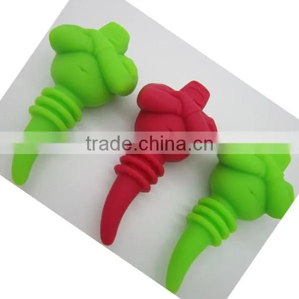 Hot! High quality cucumber shape silicone wine corks stopper decorative wine bottle stoppers