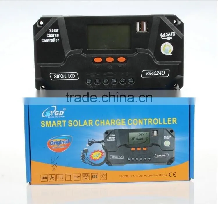 Solar Charge Controller 40A LCD Dual USB Smart Solar Charge Controller High Quality Solar Panel Power Energy System Controller